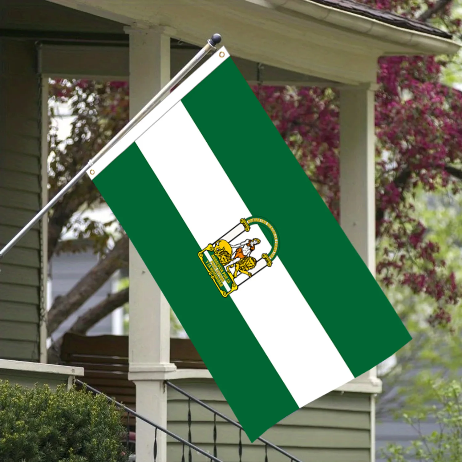 

1pc Spain Andalucian Flag 150x90cm/90x60cm - with Traditional Symbols, National Emblem Display, Patriotic Polyester Flag