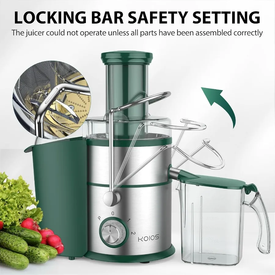 ماكينة صنع العصير بالطرد المركزي بقدرة 1300 وات مع مزلق تغذية كبير جدًا 3 بوصة محرك نحاسي كامل فلتر مطلي بالتيتانيوم عالي الجودة #6