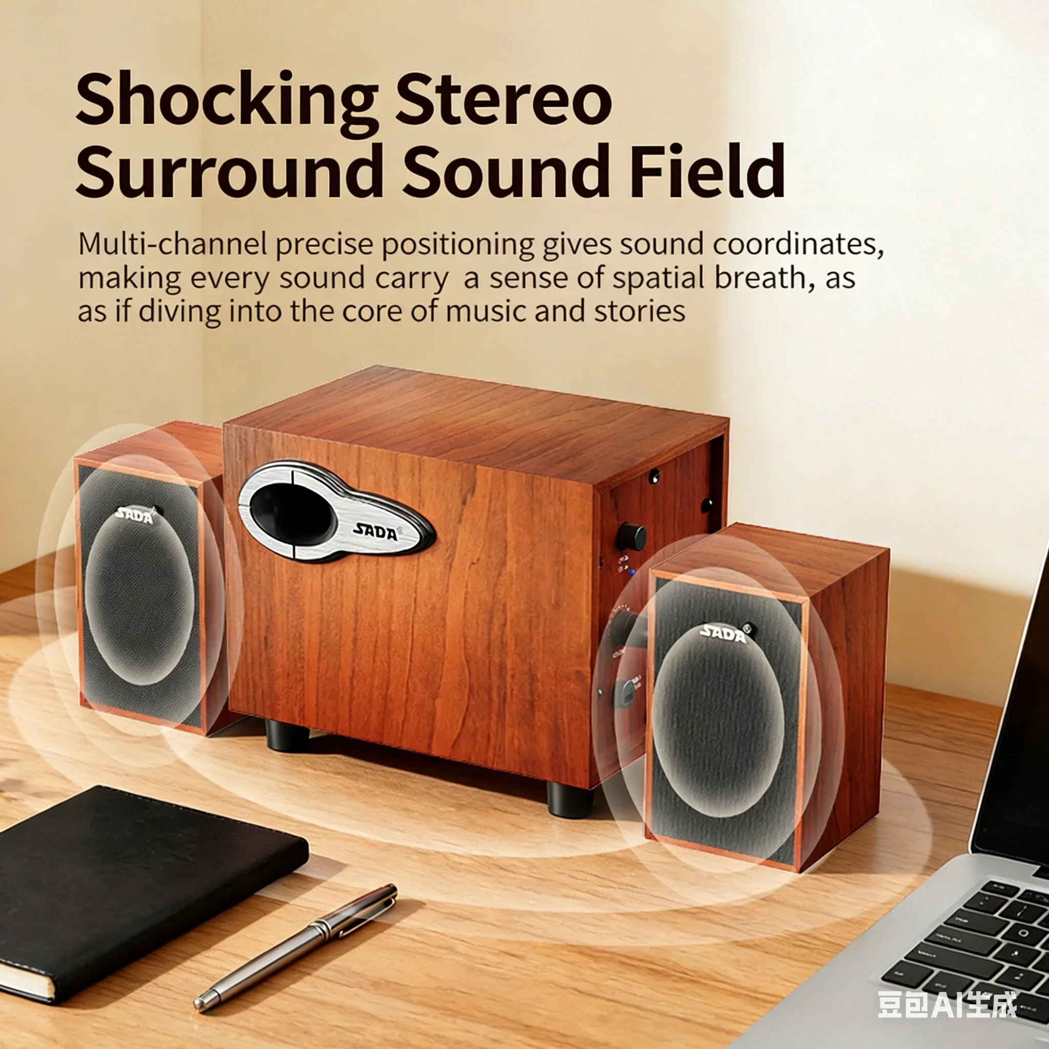 Wooden 2.1-Ch Deskt…