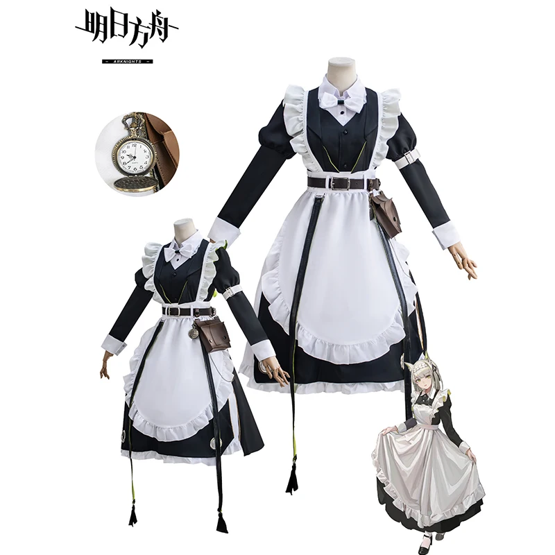 

Arknights Kal'tsit Women's Cosplay Costume Cat Ear Elegant Maid Uniform for Halloween Carnival Role-Playing Party Outfit