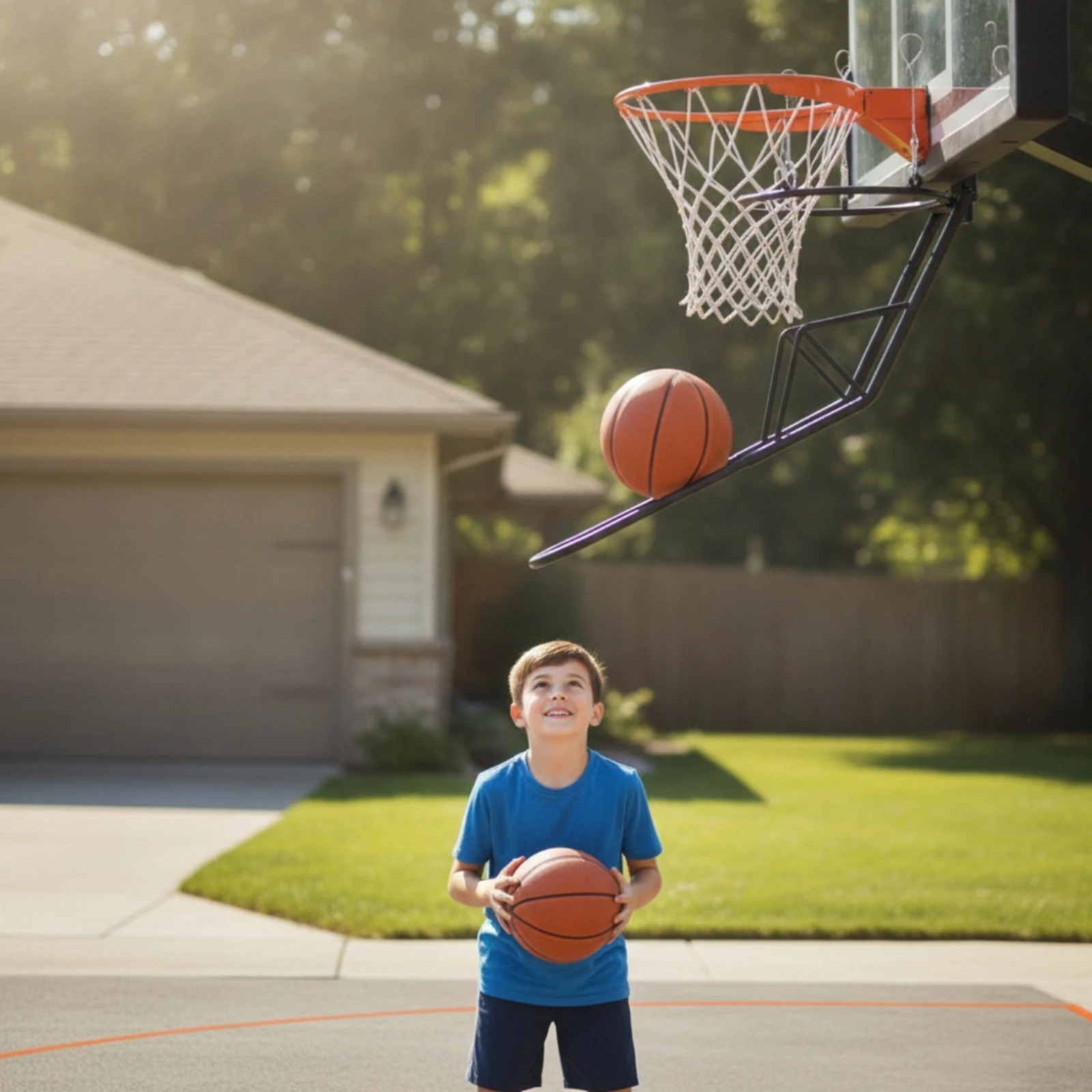 Basketball Rebounder Attachment Long-Lasting Basketball Return Attachment Heavy Duty Sturdy for Driveway, Backyard