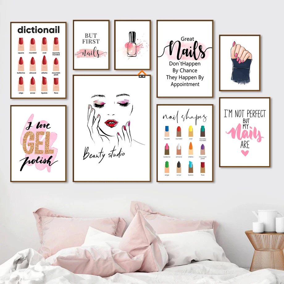 Póster de moda para salón de uñas, pinturas decorativas del instituto de belleza, lienzo, imágenes artísticas para pared, accesorios de decoración elegantes para sala de estar