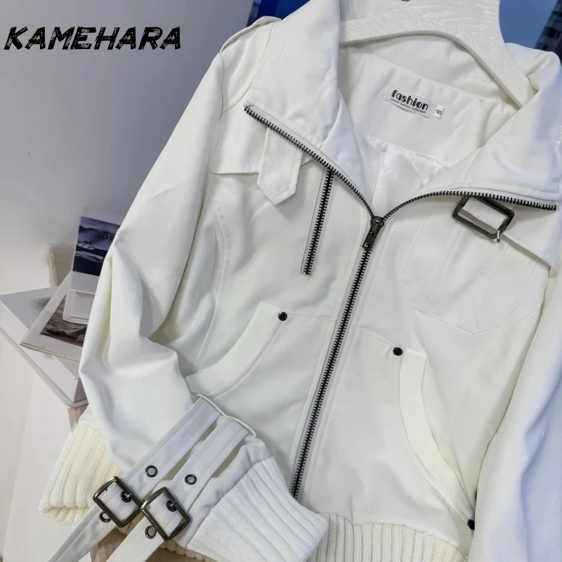 سترة دراجة نارية ذات ياقة واقفة من American Retro Trend، تصميم فريد من نوعه للنساء، سترة ملابس العمل #2