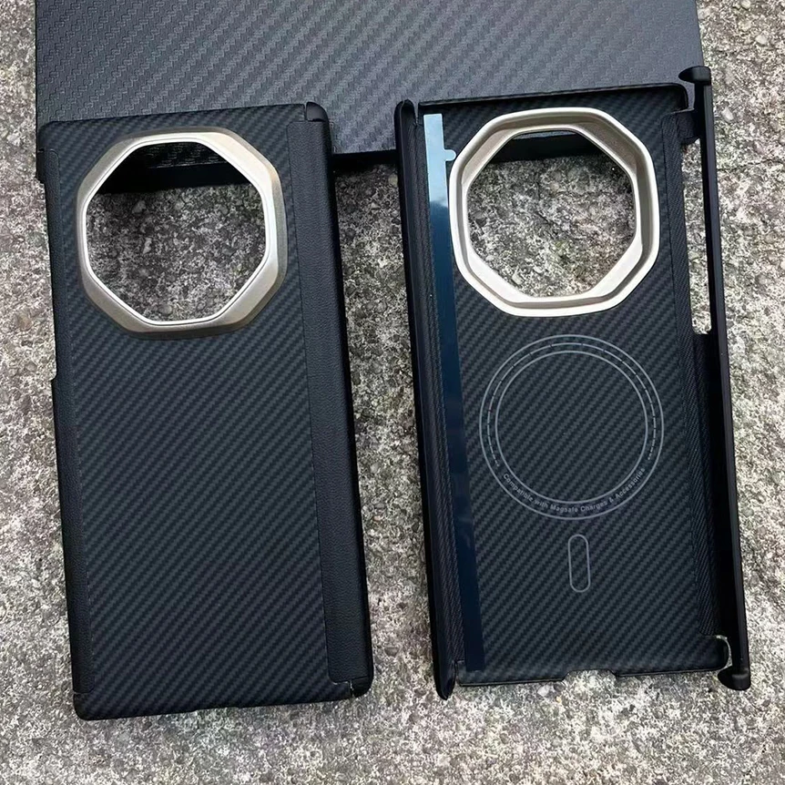 

Real Carbon Magnetic Phone Case for Huawei Mate XTS Dual Hinge Aramid Fiber For Magsafe case Compatible Phone Cover