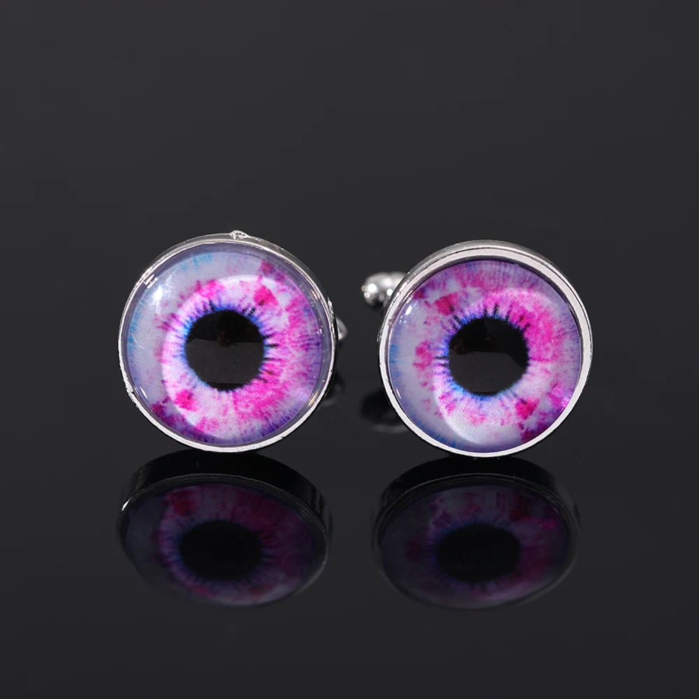 Заявление сглаза узор кабошон стеклянные запонки забавный драгоценный камень времени золотой мужской рукав пуговица