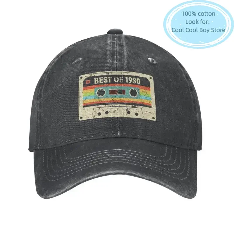 Custom Cotton Best Of 1980 Cassette Baseball Cap Men Women Breathable Vintage 43th Birthday Gift Mixtape Dad Hat