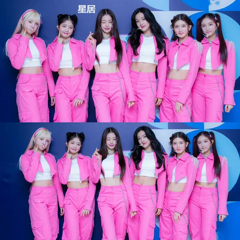 Kpop Women Group Slim Sexy Crop Tops Cargo Pants Performance Costume Concert Hip Hop Clothes Jazz Dance White Slim Vest Outfits