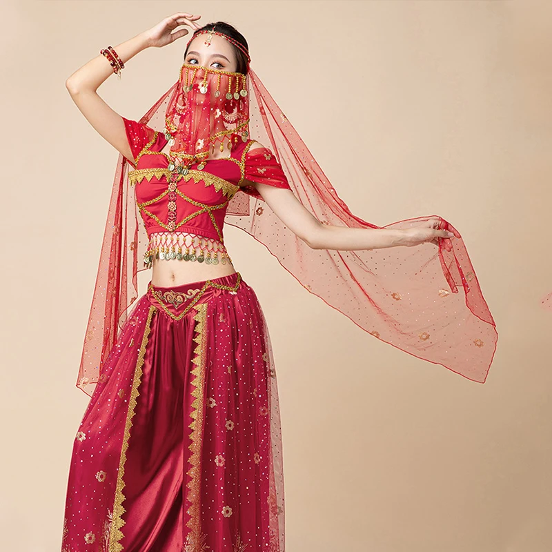 

Aladdin Jasmine Princess Belly Dance Practice Costume Party Fancy Outfit Performance Style Suit for Women Halloween Costume