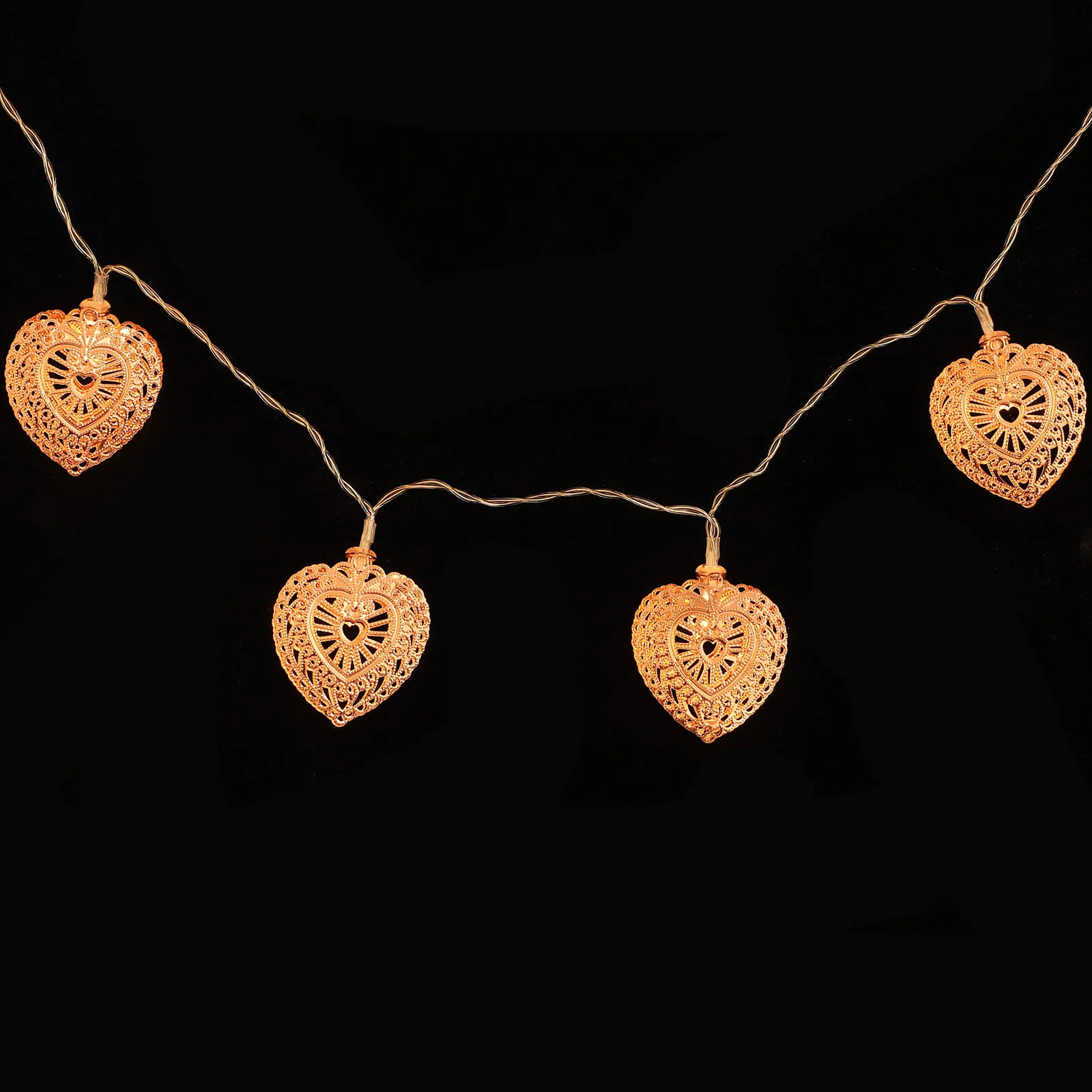 1 مجموعة شكل قلب سلسلة أضواء الرجعية خمر LED رومانسية لينة الإضاءة الزخرفية لغرفة بار فندق سلسلة ضوء #4