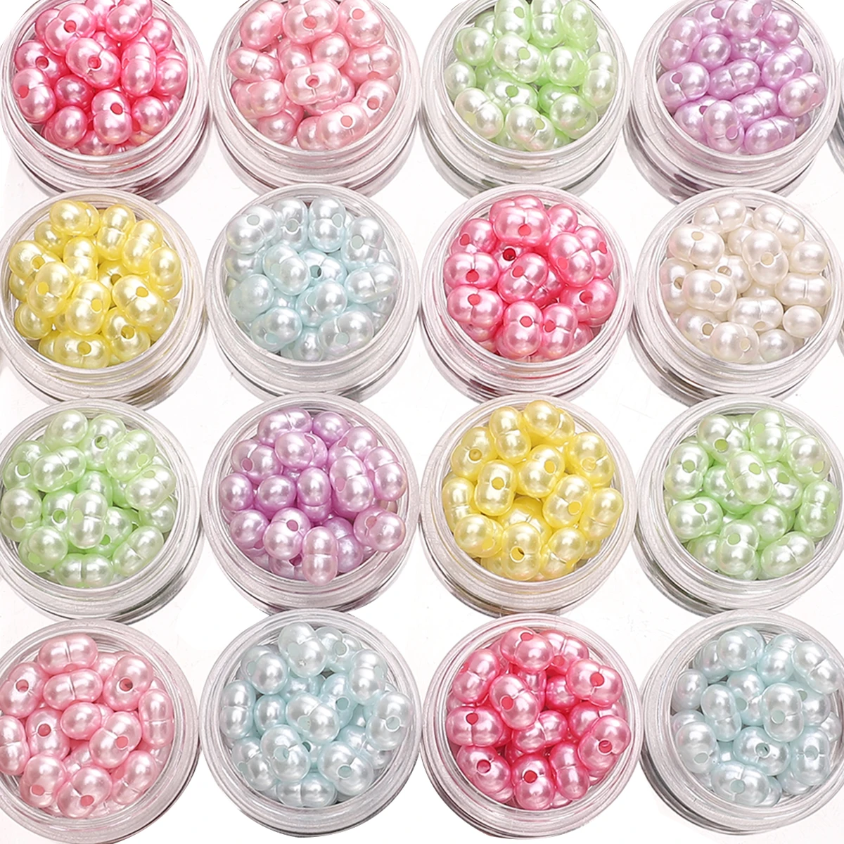 50pcs/lot 8x5mm Pearlescent Peanut Beads Charms for Jewelry Making Acrylic Loose Spacer Beads Handmade Diy Bracelets Accessories