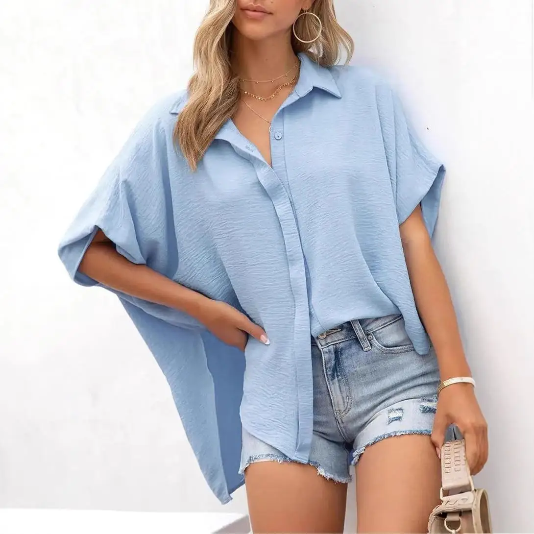 レディース オルト スリット イルト トップ ルーズフィット バットウィング スヴェ ポリエステル 春夏 カジュアル 快適 ファイオン ヨーロッパ スレ