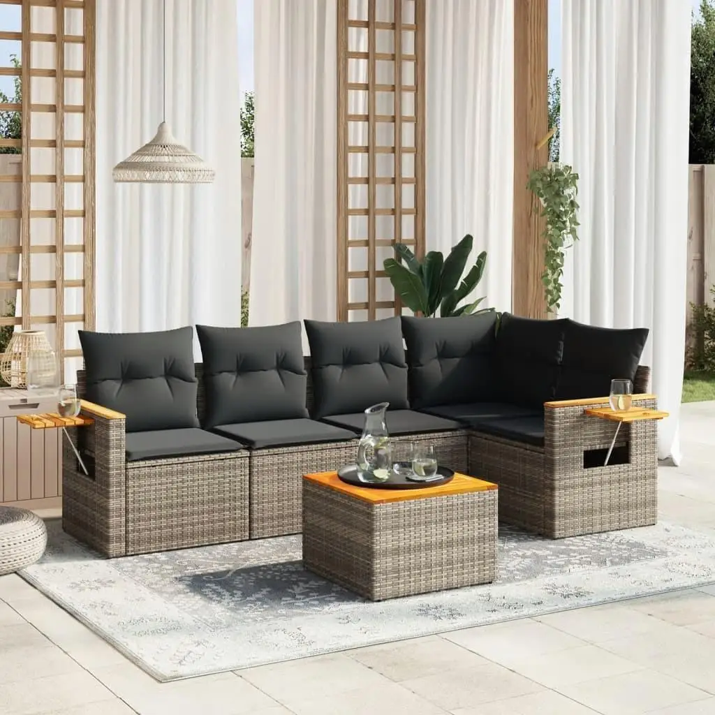 

Grey Garden Sofa Set Outdoor Seating Comfortable Cushions Modern Design Stylish Patio Furniture