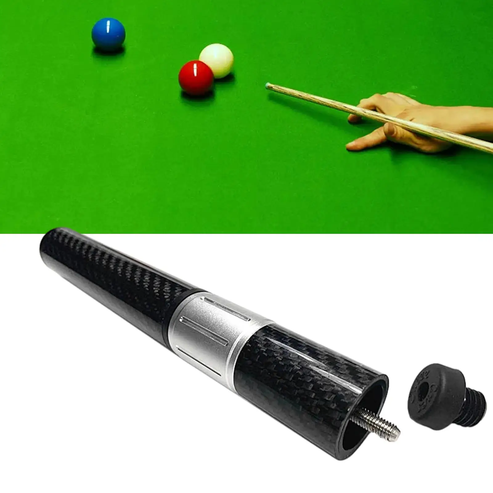 Billiard Cue Extension Carbon Fiber Telescopic Stick Lengthener for Snooker and Pool Cue Club Accessory