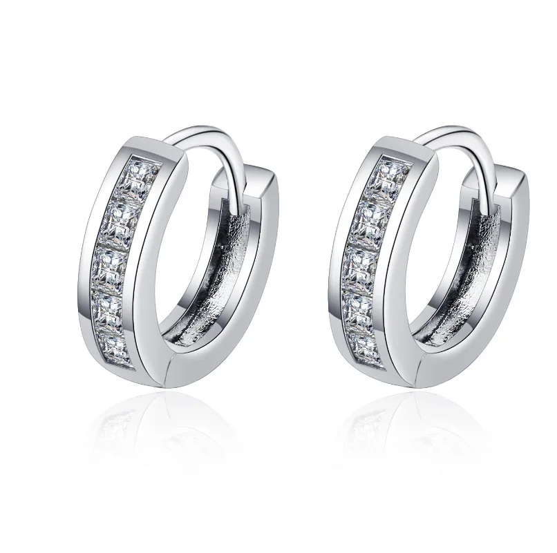 925 sterling silver zircon round bead threaded stud earrings, women's screw twist-off stud earrings, simple and fashion