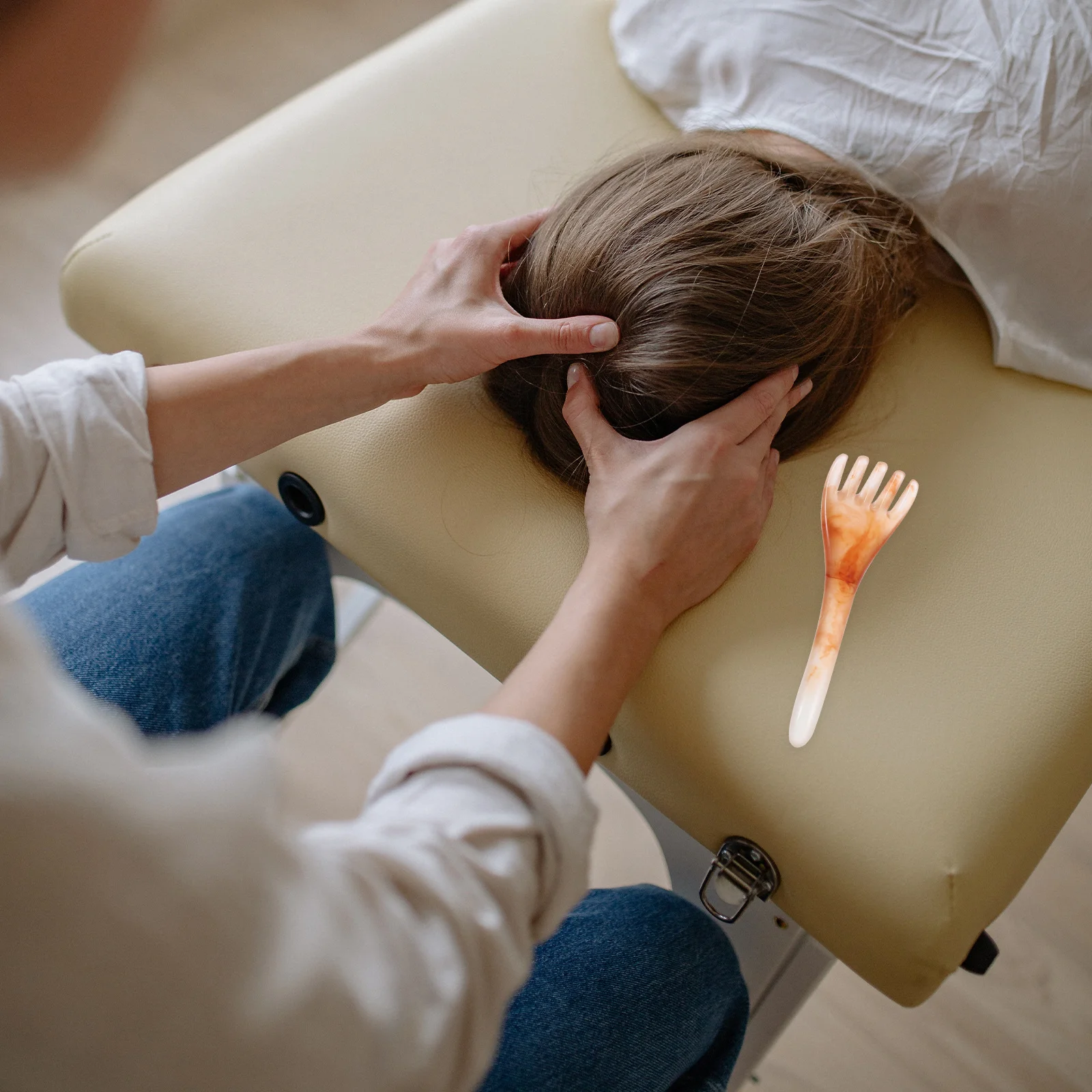 

2 шт. расческа Гуа Ша для массажа кожи головы, ручная полировка, круглый удобный массажер для головы, массажер для кожи головы, инструмент для массажа головы