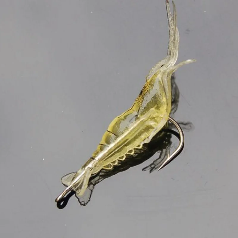 Luya Grass Shrimp Luminous Biomimetic Shrimp Bait 4cm 10pcs Artificial Bait Bait Single Hook Sea Fishing Tool image 2