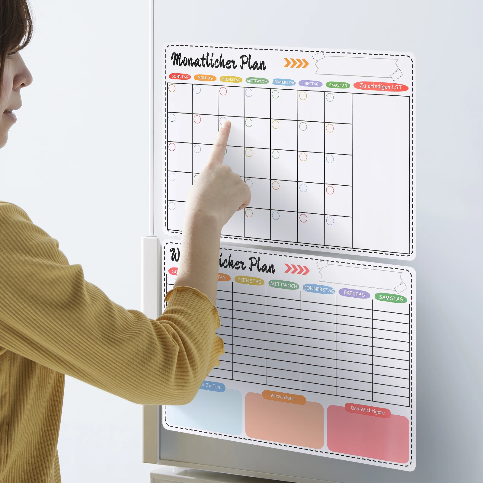 

Magnetic Whiteboard Stickers Fridge Planner Large Size Dry Erase Monthly Schedule Resin Material Kitchen Decor Wall Art