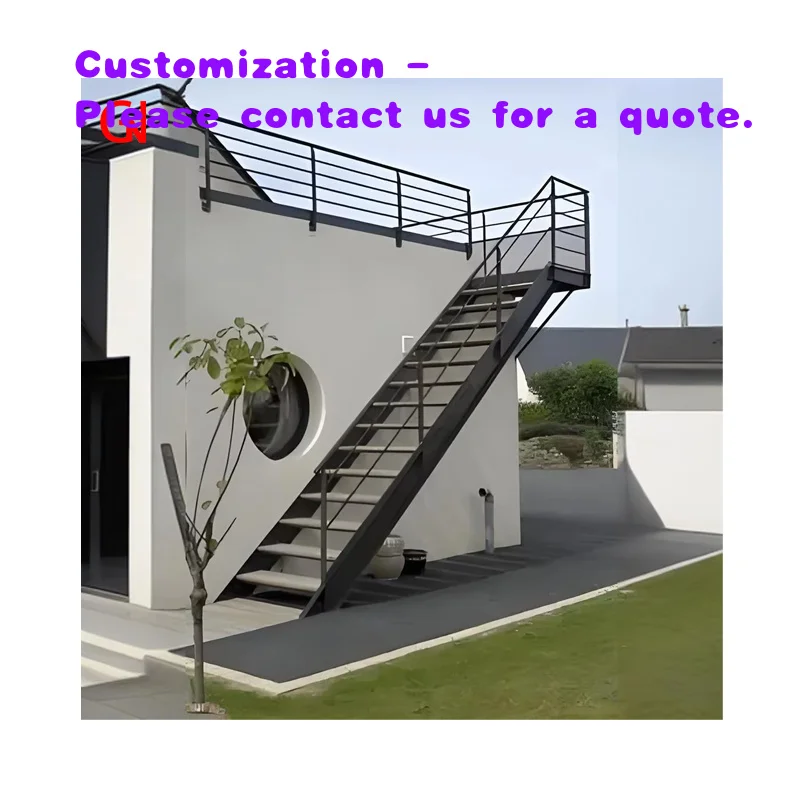 custom.Factory Mono Stringer Stairs Loft Stair Indoor Floating Stair Well Designed Straight Steel Staircase