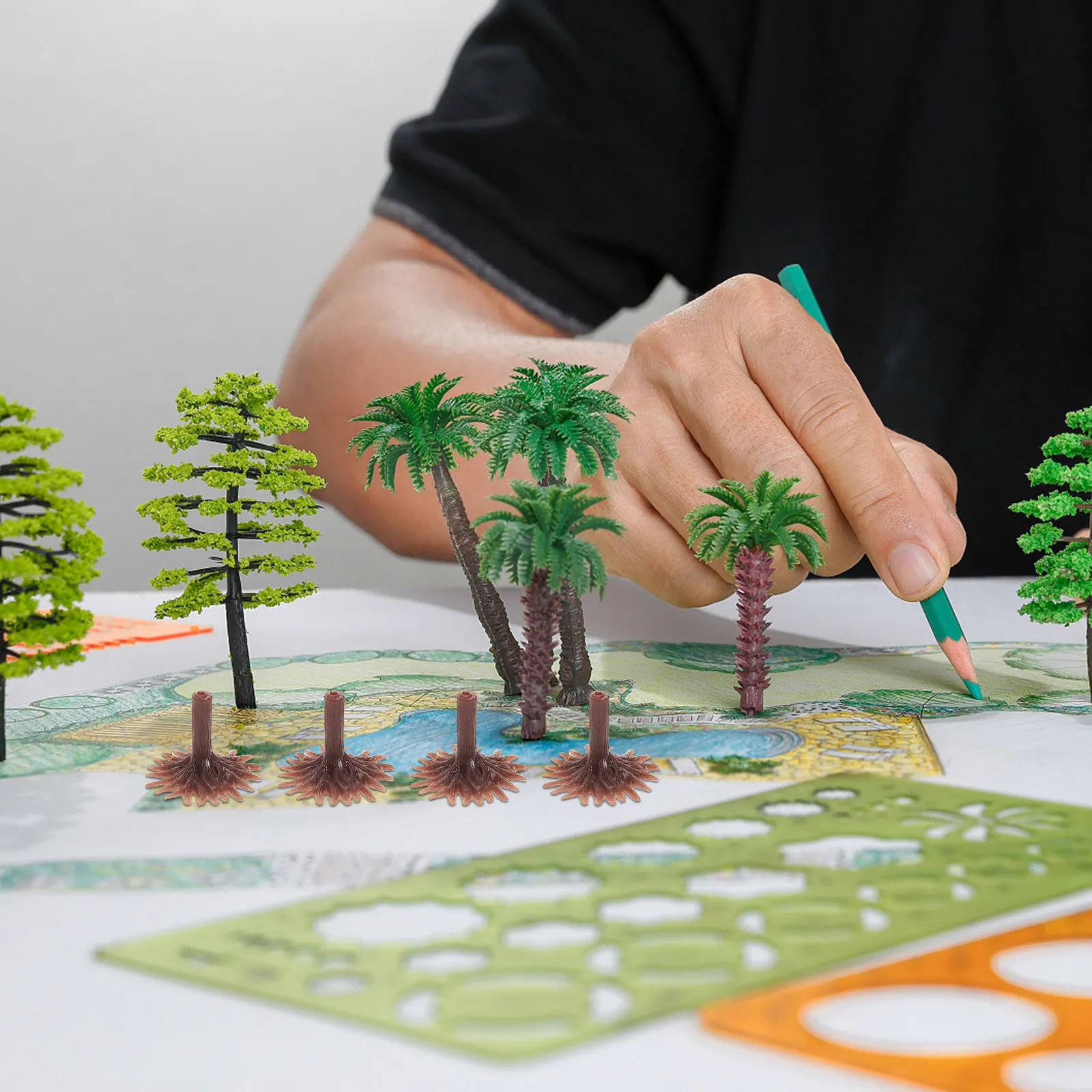 50Pcs Lightweight Plastic Tree Base Feet for DIY Miniature Landscapes Architectural Models Diorama Railway Scenery Sand Table view 4