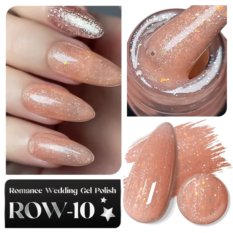 8ml natural branco gel unha polonês glitter semi permanente nude rosa lantejoulas brilhante auroral base de borracha embeber fora manicure arte do prego