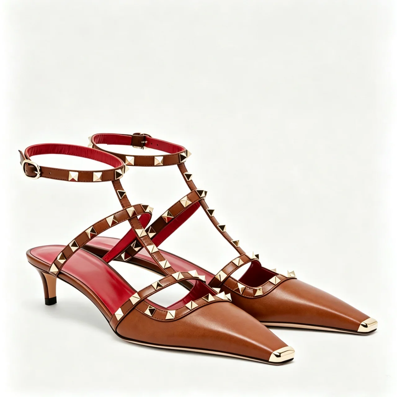 European and American Women's Rivet Low Heel Square Head Stiletto Sandals Fashion Show Party Summer Women's High Heel Sandals view 4