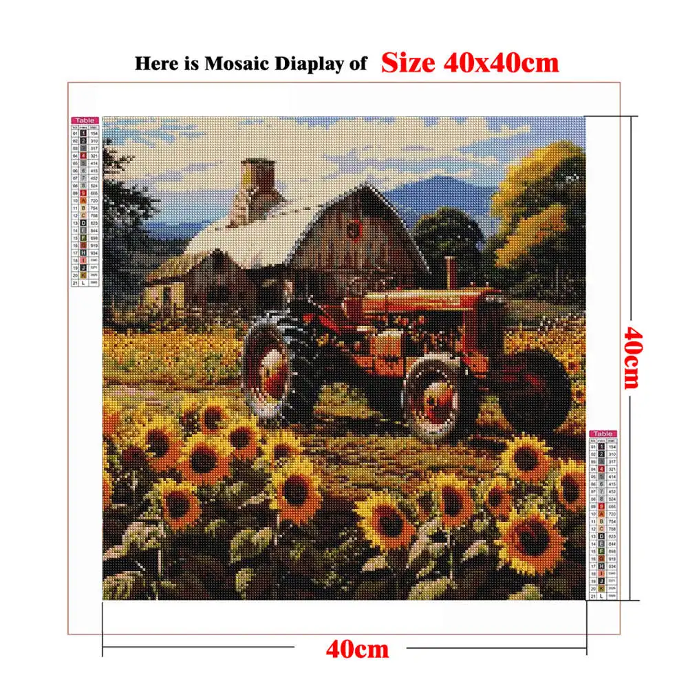 Rusty Old Truck on The Farm 5D Diamond Painting Kits for Beginners , Farmhouse Car Kit  for Adults Vintage Barn , Home Decor