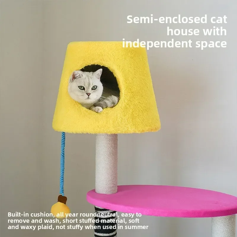 Table lamp, cat climbing frame, cat nest, scratching column, integrated, does not occupy the jumping platform to keep warm, cat