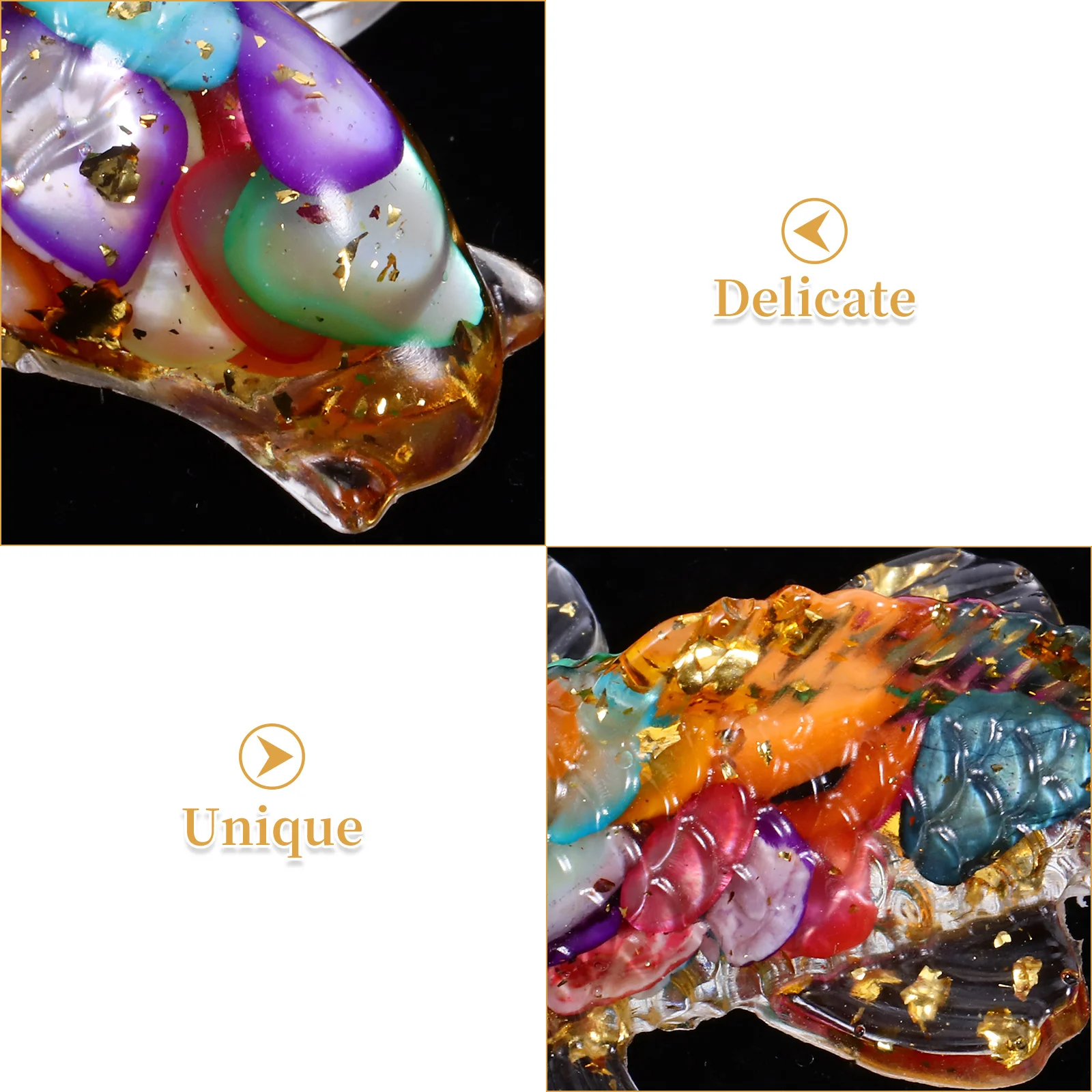 8 قطع ديكور سمكة ذهبية كريستالية: زخرفة كوي أنيقة للمنزل والمكتب وحوض السمك التذكار الفني تمثال السمك الراتنج الفاخر مع #5