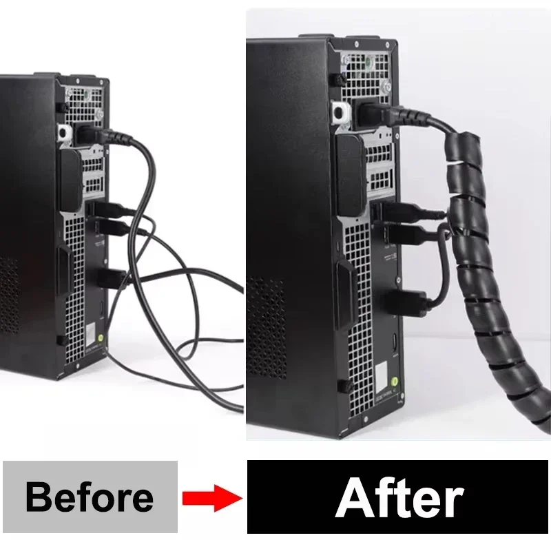 1~10m Black Wire Protector Cable Organizer  8/10/12/14/16/18/20/25/28/30/35mm Motorcycle Spiral Wrap Pipe Office Winding Tube