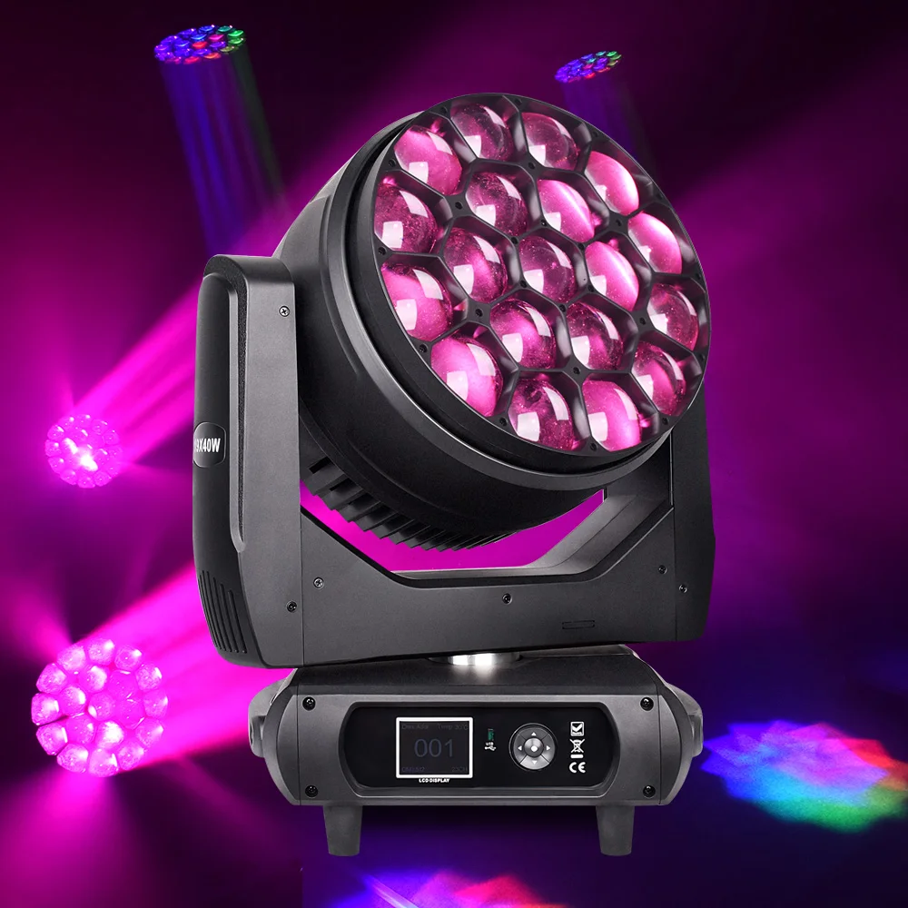 

K15 Led 19x40W Zoom Moving Head Light Led Bee-eyes Beam Wash Movil Lights RGBW 4in1 для профессиональных сценических мероприятий DJ