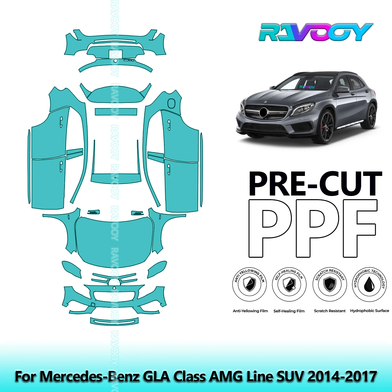 

Full Vehicle Clear Bra Precut PPF Paint Protection Film For Mercedes-Benz GLA Class AMG Line SUV 2014-2017