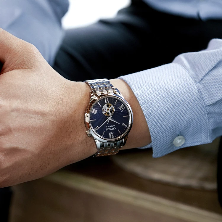 CITIZEN Automatic Mechanical Movement Stainless Steel Strap Watch Unisex Blue Dial NH9130-84L