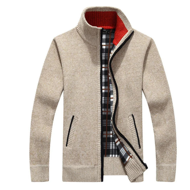 Winter Men\'s Fleece Sweater 4XL Cashmere Zipper Wool Cardigan Warm Sweater Coat Men Clothing Knitted Coats Homme AG1383