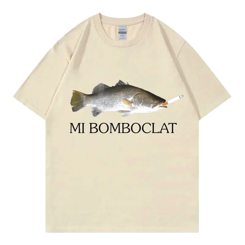 Funny Bomboclat Fish Meme T-shirt High Street Fashion Trend Y2k Short Sleeve T-shirts Women Harajuku Vintage Style T Shirts