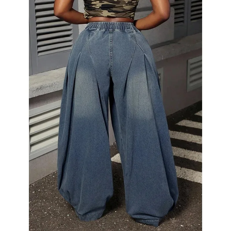 Vriendje Stijl Retro Jeans Vrouwen 2025, Katoen Oversized Loose Fit Geplooide Zakken Hoge Taille Doen Oude Broek Vrouwelijke 187849