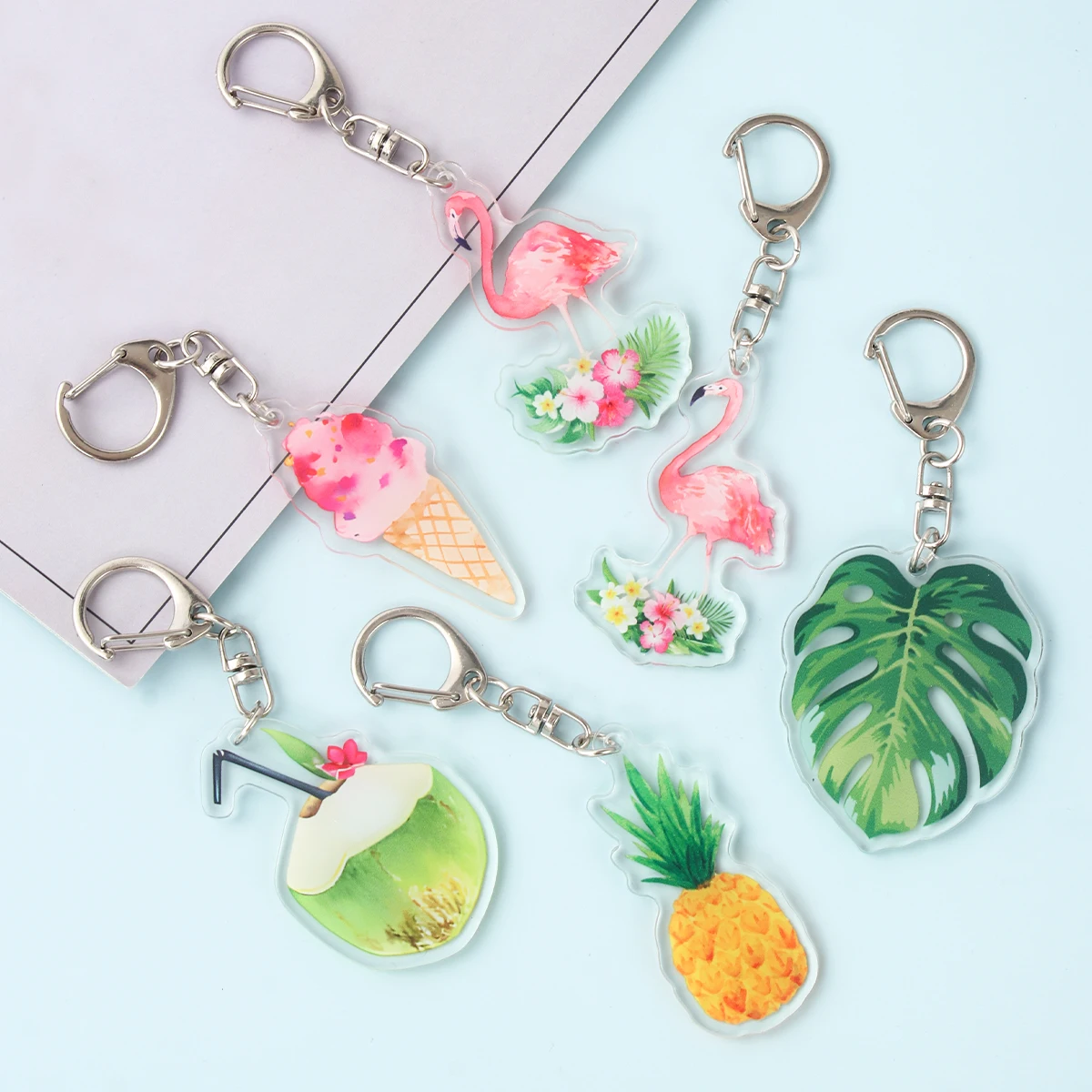 Hawaii Acrylic Flamingo Pineapple Pendant Summer Beach Birthday Party Decorations Kids Favors Gifts Hawaii Luau Tropical Party