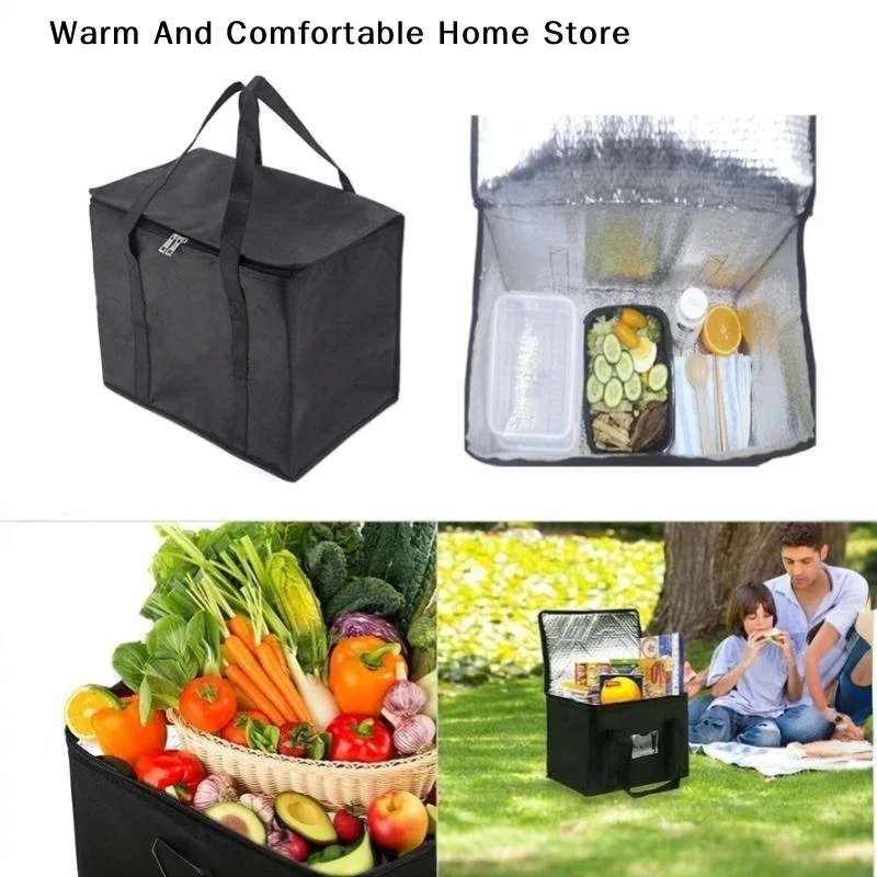 【W】Large Insulated Delivery Bag Food Aluminum Foil Cooler Bag Foldable Portable Catering Food Bag Thermal Food Delivery Bag
