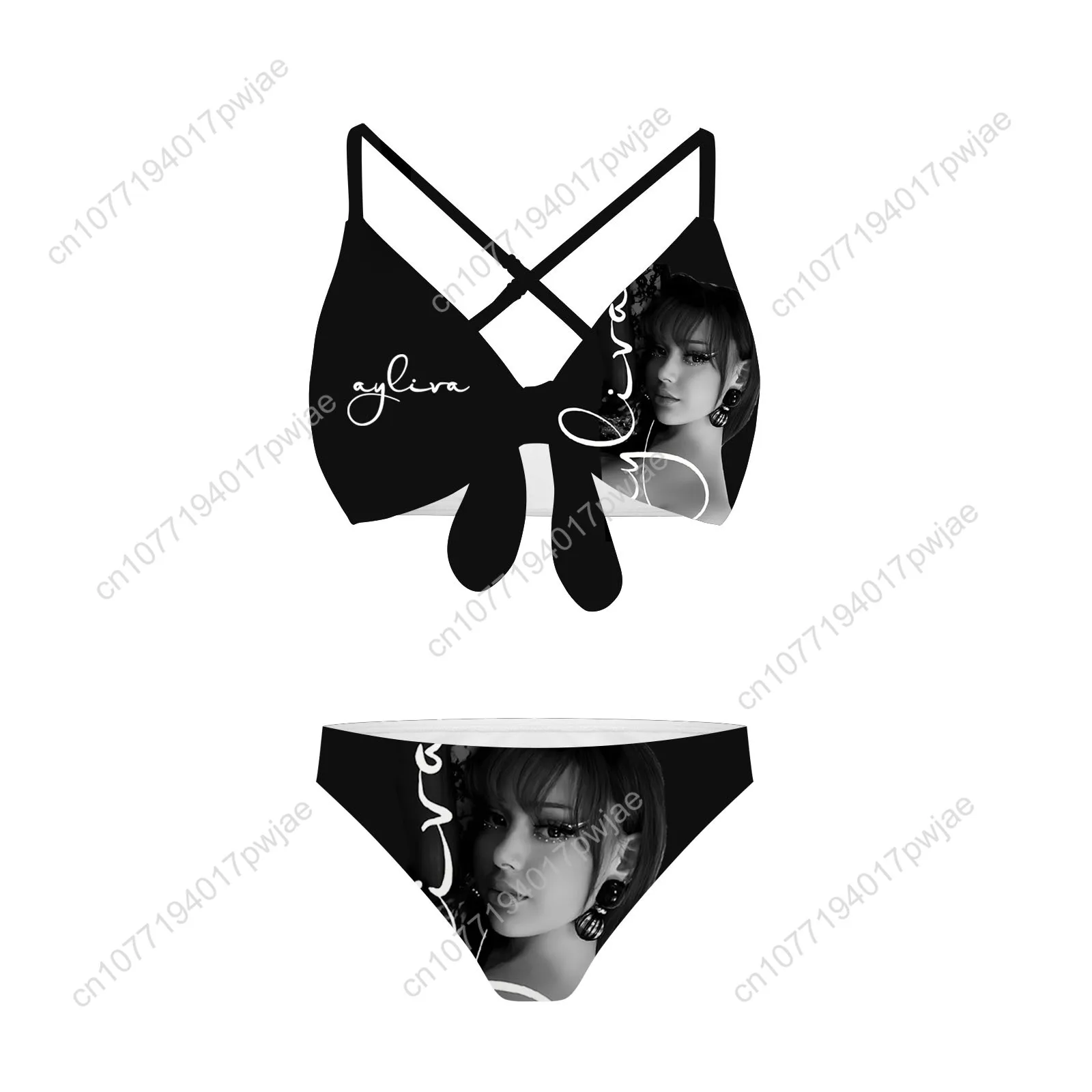 

Ayliva Schwarzes Herz Wunder Bathing Suits Cross Strap Suspenders Swimsuits Womens Bikini Beach Swimwear Customized Beachwear