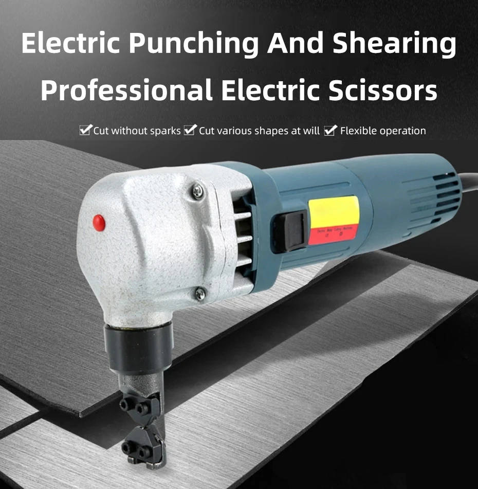 

Professional Electric Punching Shears Electric Scissors Spark-Free Cutting Tool for Metal Sheet Plastic Leather DIY Craft