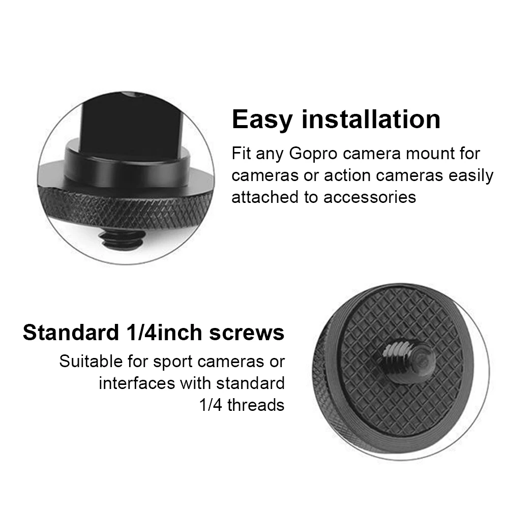 5개 알루미늄 합금 1/4인치 나사 미니 삼각대 어댑터 마운트 삼각대 마운트 어댑터 고프로 히어로/소니/인스타360 X3 액션 카메라용