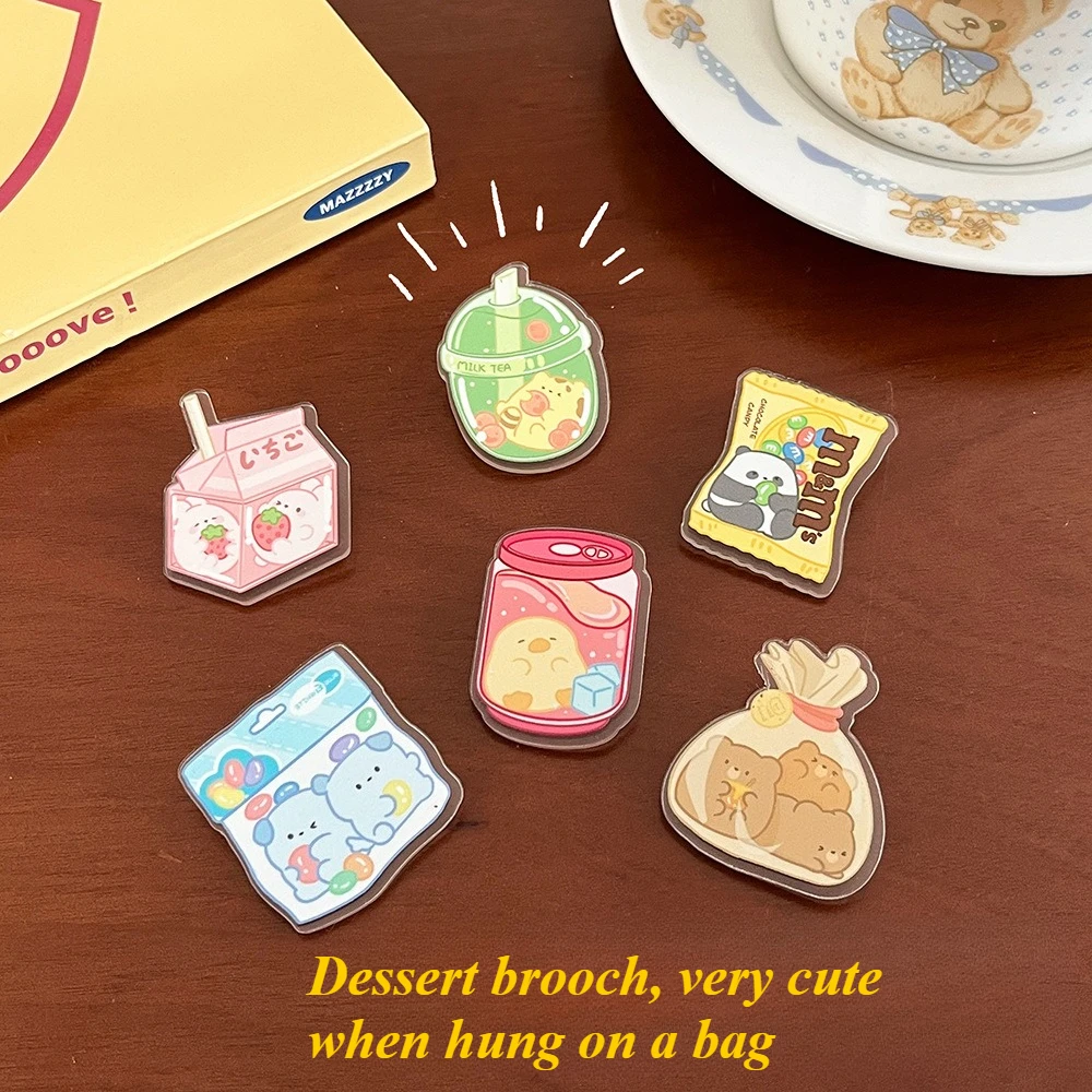 Hot Sale Cute Animal Brooches, INS Acrylic Milk Pins, Kawaii Cartoon Badges, Fashion Jewelry Gifts