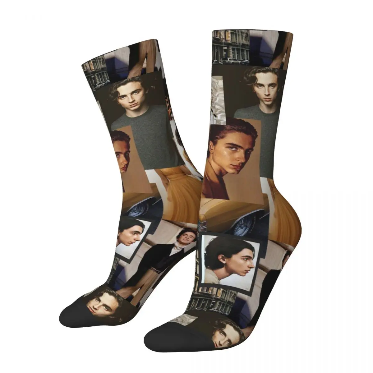 Photo Collage Timothee Chalamet Socks Soft Casual Socks Harajuku Spring Summer Autumn Winter Middle Tube Socks Christmas Gifts