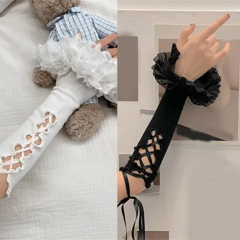 M6CD Multiuse Lace Arm bao gồm tay áo cà vạt cho phụ nữ cho phụ nữ đạo cụ anime