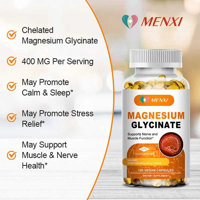 Magnesium Glycinate Caps 400mg Mineral Supplement For Women & Mens Sleep Support