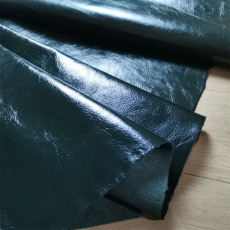 1mm Dark Green Waxed Cowhide. First Layer Cowhide.Real Leather Fabric. Manual DIY For Soft Bag. Sofa Seats Repair.