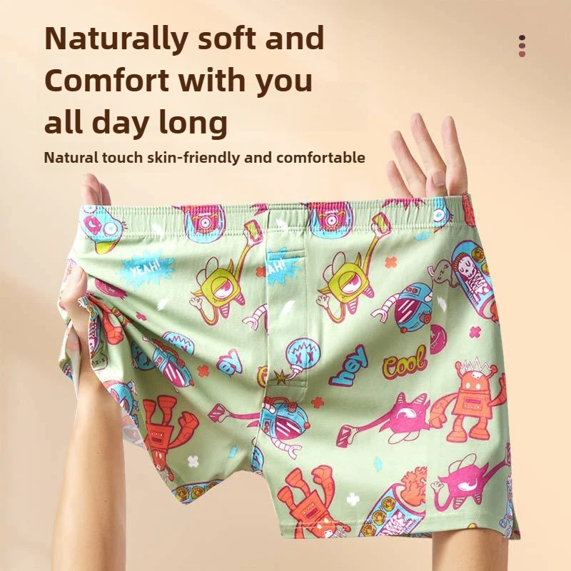 3-PackMen's Cotton Aro Pants Loose Fit Boxer Shorts Summer Thin Breathable Beach Pajama Pants Boys Casual Home Shorts