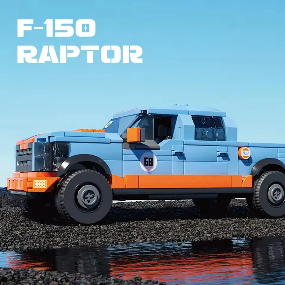 457PCS F-150 픽업 트럭 블록 시티 화물차 모델 MOC 자동차 브릭 데스크탑 디스플레이 어린이 DIY 장난감 선물