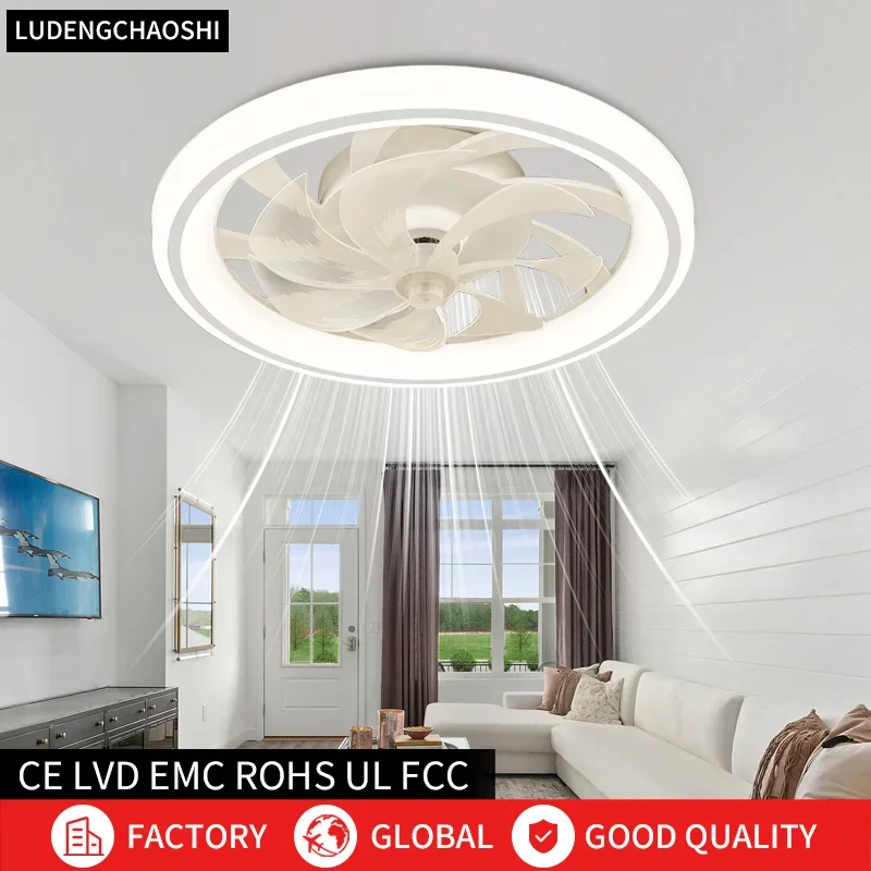 Intelligent Ceiling Fan Light, Modern Minimalist Home Smart Remote Control Dining Room Pendant Light in Living Room and Bedroom