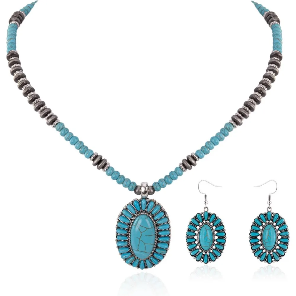 

Rustic Cowgirl Vintage Jewelry Set Necklace Earrings for Women