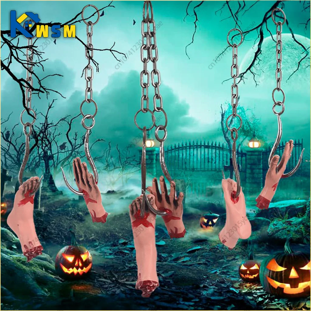 

Halloween Horror Props Chain Hook Hand Hook Foot Hook Head Haunted House Secret Room Scene Yard Decoration Horror Decoration